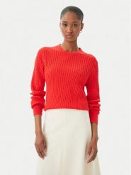 Tommy Hilfiger Sweter WW0WW44993 Czerwony Regular Fit. Czerwone swetry nierozpinane damskie Tommy Hilfiger, xl, bez wzorów, z bawełny, bez kołnierzyka, bez ramiączek. Za 529.99 zł.