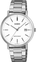 Zegarek Casio Męski biała tarcza bransoleta 37 mm (MTP-VT05D-7EDF). Białe zegarki męskie Casio, bez wzorów. Za 193.99 zł.