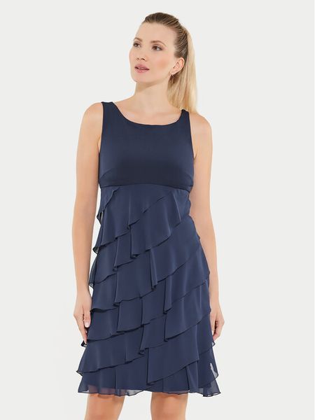 Swing Sukienka koktajlowa 77757710 Granatowy Slim Fit. Niebieskie sukienki damskie Swing, bez wzorów, z syntetyku, wizytowe, bez kołnierzyka, bez ramiączek. Za 339.99 zł.