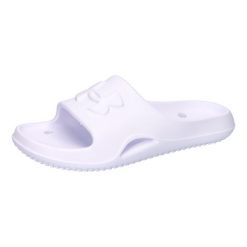 Klapki Sportowe Unisex Under Armour W Locker V Sl Us. Białe klapki damskie Under Armour, bez wzorów, z materiału, sportowe, bez obcasa, bez zapięcia. Za 126.25 zł.