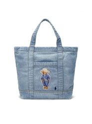 Polo Ralph Lauren Torebka Bear-patch 428960636001 Niebieski. Niebieskie shopperki damskie Polo Ralph Lauren, bez wzorów, z materiału, bez dodatków. Za 839.99 zł.