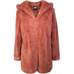 Płaszcz Damski Z Kapturem Teddy Fleece. Czerwone płaszcze damskie Urban Classics, bez wzorów, bez kołnierzyka, z kapturem. Za 323.99 zł.
