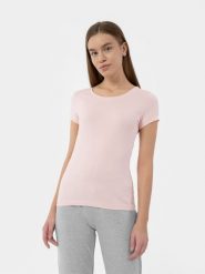 4F T-shirt regular gładki damski XS. Czarne t-shirty damskie 4F, xs, bez wzorów, z bawełny, bez kołnierzyka, bez ramiączek. Za 49.99 zł.