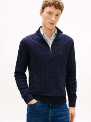 Tommy Hilfiger sweter Mężczyźni Bawełna niebieski, L. Niebieskie swetry męskie Tommy Hilfiger, na zimę, l, bez wzorów, z bawełny, bez kołnierzyka, bez ramiączek. Za 649.95 zł.