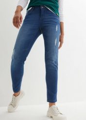Dżinsy Boyfriend ze stretchem. Niebieskie jeansy damskie bonprix, bez wzorów, z jeansu. Za 59.99 zł.