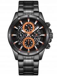 Zegarek Naviforce ZEGAREK MĘSKI NAVIFORCE - NF9149 black / orange + BOX. Czarne zegarki męskie Naviforce, bez wzorów. Za 345.84 zł.