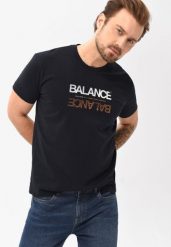 T-shirt z napisem, Comfort Fit, T-BALANCE. Niebieskie t-shirty męskie Volcano, m, bez wzorów, z bawełny, bez kołnierzyka, bez ramiączek. Za 69.99 zł.