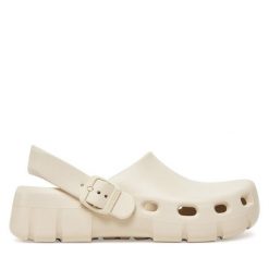Klapki Birkenstock. Brązowe klapki damskie Birkenstock, bez wzorów, bez obcasa, bez zapięcia. Za 209.99 zł.
