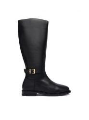 Tommy Hilfiger Kozaki Th Buckle Leather Knee Boot FW0FW09572 Czarny. Czarne kozaki damskie Tommy Hilfiger, bez wzorów, ze skóry, bez obcasa, bez zapięcia. Za 949.99 zł.