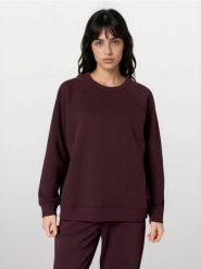Bluza crewneck basic - czerwony. Czerwone bluzy damskie Sinsay, l, bez wzorów, sportowe, bez ramiączek, bez kaptura. Za 35.99 zł.