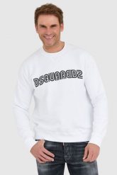 DSQUARED2 Biała bluza męska z logo outline, Rozmiar L. Białe bluzy męskie Dsquared2, l, bez wzorów, bez ramiączek, bez kaptura. W wyprzedaży za 750.99 zł.