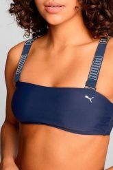 Góra od bikini Bandeau granatowa. Niebieskie stroje kąpielowe damskie Puma, m, bez wzorów, z materiału. Za 177.90 zł.