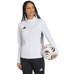Bluza damska adidas Entrada 26 Track. Białe bluzy damskie Adidas, bez wzorów, z poliesteru, sportowe, bez ramiączek, bez kaptura. Za 121.99 zł.