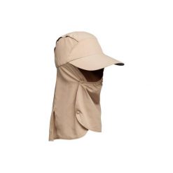 Czapka trekkingowa z daszkiem DESERT 500 anty-UV. Brązowe czapki damskie FORCLAZ, bez wzorów, z materiału. Za 49.99 zł.
