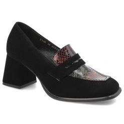 Czarne Półbuty Clasicco Eleganckie Skórzane Buty Damskie. Czarne półbuty damskie Clasicco, bez wzorów, eleganckie, bez obcasa, na słupku, bez zapięcia. Za 319.00 zł.