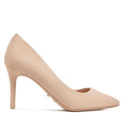 Szpilki DeeZee. Brązowe szpilki damskie DeeZee, bez wzorów, bez obcasa, na szpilce, bez zapięcia. Za 129.99 zł.