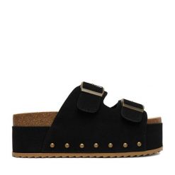 Klapki DeeZee. Czarne klapki damskie DeeZee, bez wzorów, bez obcasa, bez zapięcia. Za 139.99 zł.