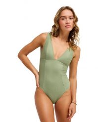 Jednoczęściowy strój kąpielowy dla Kobiety ROXY LOVE Zielony. Zielone stroje kąpielowe damskie Roxy, xs, bez wzorów, z elastanu. Za 359.99 zł.