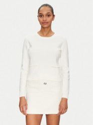 Morgan Sweter 251-MPERLA Biały Regular Fit. Białe swetry nierozpinane damskie Morgan, s, bez wzorów, z syntetyku, bez kołnierzyka, bez ramiączek. Za 129.99 zł.