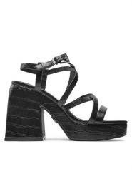 Buffalo Sandały Sydney Miss 1291578 Czarny. Czarne sandały damskie Buffalo, bez wzorów, ze skóry, bez obcasa, na słupku, bez zapięcia. Za 569.99 zł.