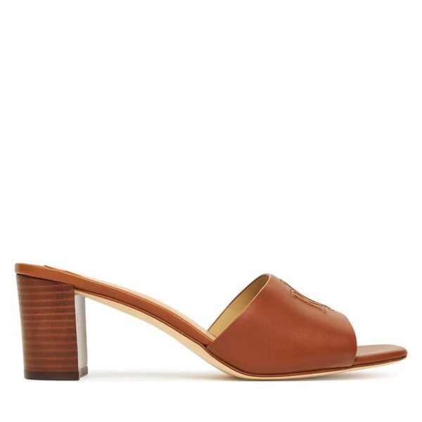 Klapki LAUREN RALPH LAUREN. Brązowe klapki damskie Lauren Ralph Lauren, bez wzorów, bez obcasa, bez zapięcia. Za 549.99 zł.