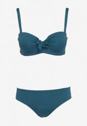 Ciemnozielone Bikini Strój Kąpielowy Dwuczęściowy Biustonosz z Supełkiem i Figi Carinela. Zielone bikini Born2be, s, z aplikacjami. Za 39.99 zł.