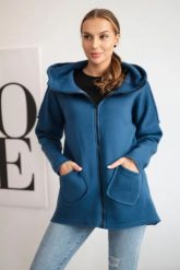 Bluza ocieplana z dłuższym tyłem i kieszeniami jeans. Bluzy damskie KESI, l, bez wzorów, z bawełny, bez ramiączek, bez kaptura. Za 198.65 zł.