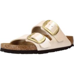 Klapki Birkenstock Arizona Bigbuckle Pearl White Damskie. Białe klapki damskie Birkenstock, na lato, bez wzorów, z materiału, eleganckie, bez obcasa, bez zapięcia. Za 803.00 zł.