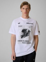4F T-shirt loose z nadrukiem uniseks 4F x Drift Masters - biały S. Białe koszulki sportowe męskie 4F, m, bez wzorów, z bawełny, bez ramiączek. Za 119.99 zł.
