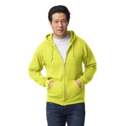 Bluza Z Kapturem Dla Dorosłych Unisex Heavy Blend Full Zip. Zielone bluzy męskie GILDAN, m, bez wzorów, bez ramiączek, z kapturem. Za 122.99 zł.