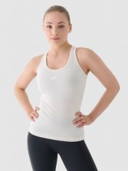 4F Top slim treningowy damski - beżowy XL. Brązowe koszulki sportowe damskie 4F, xl, bez wzorów, z dzianiny, bez ramiączek, na fitness i siłownię. W wyprzedaży za 39.99 zł.