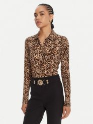 Just Cavalli Koszula 79PAL228 JS496 Brązowy Slim Fit. Brązowe koszule damskie Just Cavalli, bez wzorów, z wiskozy, bez kołnierzyka, bez ramiączek. Za 849.99 zł.