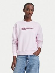 Karl Lagerfeld Jeans Bluza A1W20005 Różowy jasny Regular Fit. Czerwone bluzy damskie Karl Lagerfeld Jeans, xl, bez wzorów, z bawełny, bez ramiączek, bez kaptura. Za 429.99 zł.