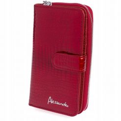 Portfel skórzany damski lakierowany duży dwuczęściowy czerwony Alessandro. Czerwone portfele damskie z lakierowanej skóry. Za 129.99 zł.