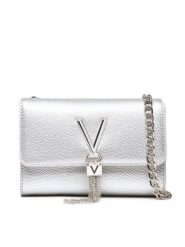 Valentino Torebka Divina VBS1R403G Srebrny. Szare torebki wizytowe damskie Valentino, bez wzorów, ze skóry, bez dodatków. Za 199.99 zł.