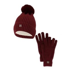 Damski Zimowy Zestaw Termiczny - Czapka + Rękawiczki - Burgundowy. Czerwone czapki damskie HEAT KEEPER, na zimę, bez wzorów, z poliesteru, sportowe. W wyprzedaży za 134.32 zł.