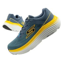 Buty sportowe męskie Skechers Max Cushioning. Niebieskie buty sportowe męskie Skechers, bez wzorów, bez zapięcia, do biegania, Skechers Sport. Za 302.90 zł.