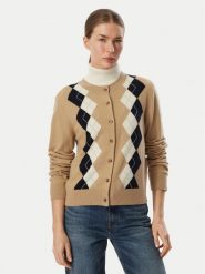 Barbour Kardigan Mariana LKN1823BE93 Beżowy Regular Fit. Brązowe kardigany damskie Barbour, bez wzorów, z wełny, bez kołnierzyka. Za 699.99 zł.