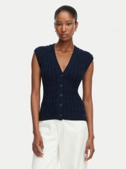 Tommy Hilfiger Kardigan Mid Gg Cable WW0WW50075 Granatowy Regular Fit. Niebieskie kardigany damskie Tommy Hilfiger, m, bez wzorów, z bawełny, bez kołnierzyka. Za 529.99 zł.