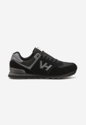 Czarne Buty Sportowe na Piankowej Podeszwie z Ozdobnymi Przeszyciami i Siateczką Korialla. Czarne buty sportowe męskie Born2be, z aplikacjami, przed kostkę, bez zapięcia. Za 139.99 zł.