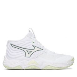 Buty halowe Mizuno. Białe obuwie sportowe damskie Mizuno, bez wzorów, bez zapięcia, mizuno wave. Za 729.99 zł.