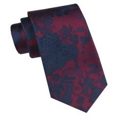 Elegancki i Modny Krawat Jedwabny - Alties - Granat i Czerwień, Kwiaty. Czerwone krawaty i muchy Alties, bez wzorów, z jedwabiu, eleganckie. Za 115.00 zł.