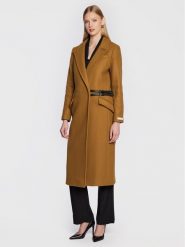 Ted Baker Płaszcz wełniany Frejia 264208 Brązowy Regular Fit. Brązowe płaszcze damskie Ted Baker, na zimę, bez wzorów, z wełny, bez kołnierzyka, bez kaptura. Za 1,949.00 zł.