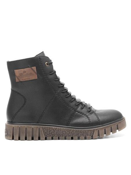 Rieker Trzewiki Y3421-00 Czarny. Czarne botki damskie Rieker, bez wzorów, ze skóry, bez obcasa, na płaskiej podeszwie, bez zapięcia. Za 299.99 zł.