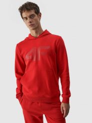4F Bluza dresowa nierozpinana z kapturem męska - czerwona XXL. Czerwone bluzy męskie 4F, m, bez wzorów, z bawełny, sportowe, bez ramiączek, z kapturem. W wyprzedaży za 89.99 zł.