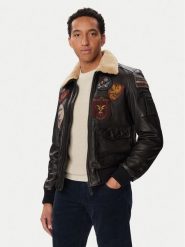Aeronautica Militare Kurtka skórzana 262PN0968U100839 Czarny Regular Fit. Czarne kurtki męskie Aeronautica Militare, m, bez wzorów, bez kaptura. Za 7,739.00 zł.