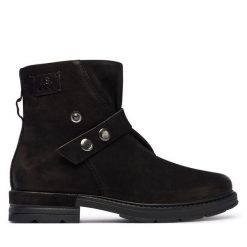 Botki Josef Seibel. Czarne botki damskie Josef Seibel, bez wzorów, bez obcasa, na płaskiej podeszwie, bez zapięcia. Za 429.99 zł.