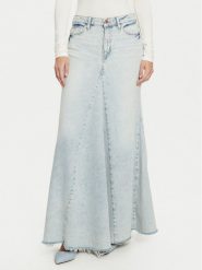 Guess Spódnica jeansowa W5RD95 D5LQ1 Błękitny Regular Fit. Niebieskie spódnice damskie Guess, z aplikacjami, z bawełny. Za 349.99 zł.