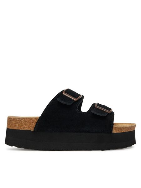 DeeZee Klapki DZ-C1 Czarny. Czarne klapki damskie DeeZee, bez wzorów, ze skóry, bez obcasa, bez zapięcia. Za 159.99 zł.