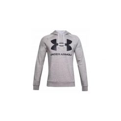 Bluza fitness męska Under Armour Rival Fleece Big Logo HD. Szare bluzy sportowe męskie Under Armour, m, bez wzorów, bez kaptura, na fitness i siłownię. Za 139.99 zł.